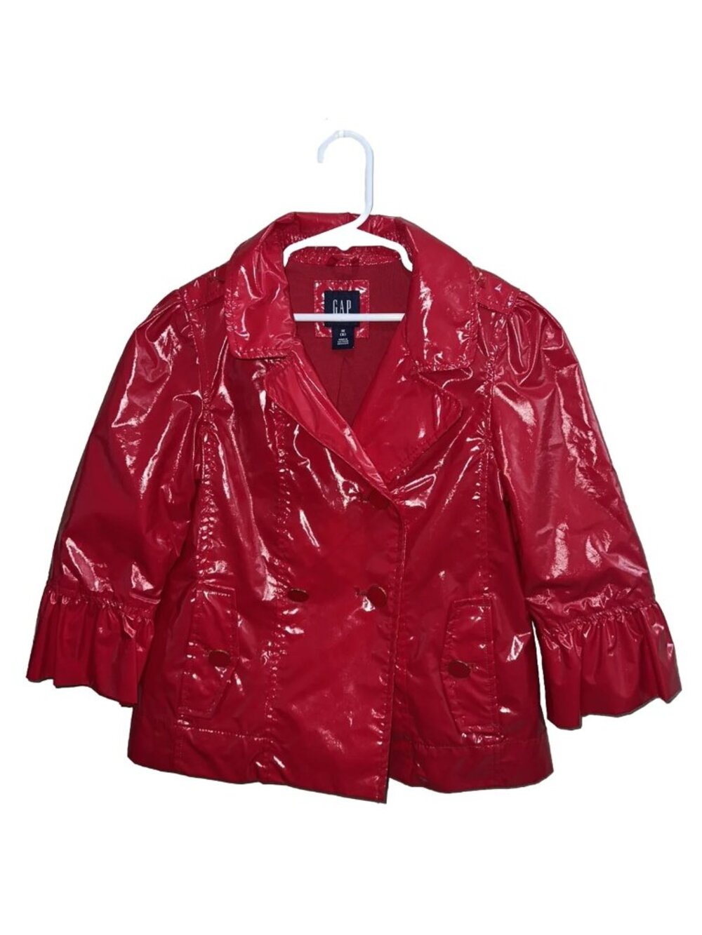 Gap Red Girls Pea Raincoat Sz 8 Lined Long Sleeve Button Closure